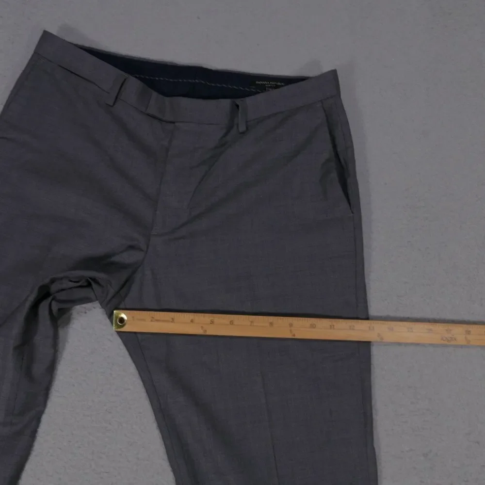 Banana Republic Modern Slim Fit Dress Pants Men's 34x32.5 Gray Flat Front Wool